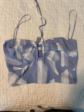 A&F Light Blue & White Strappy Crop Top